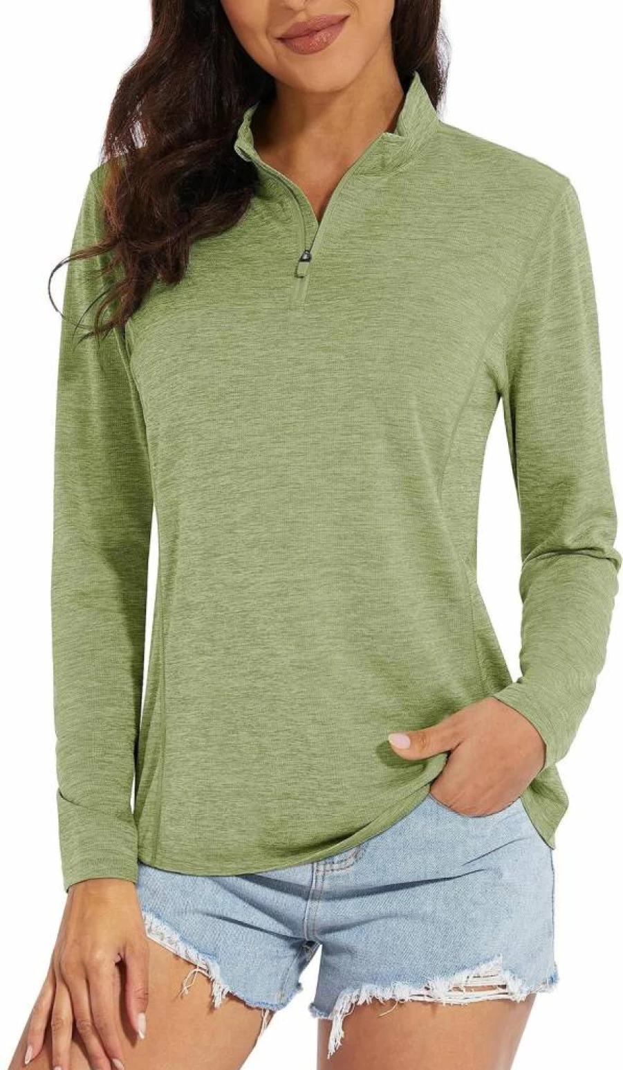 MAGCOMSEN Women's UPF 50+ Sun Protection 1/4 Zip Pullover Long Sleeve Quick Dry Athletic Shirt for Hiking & Workout