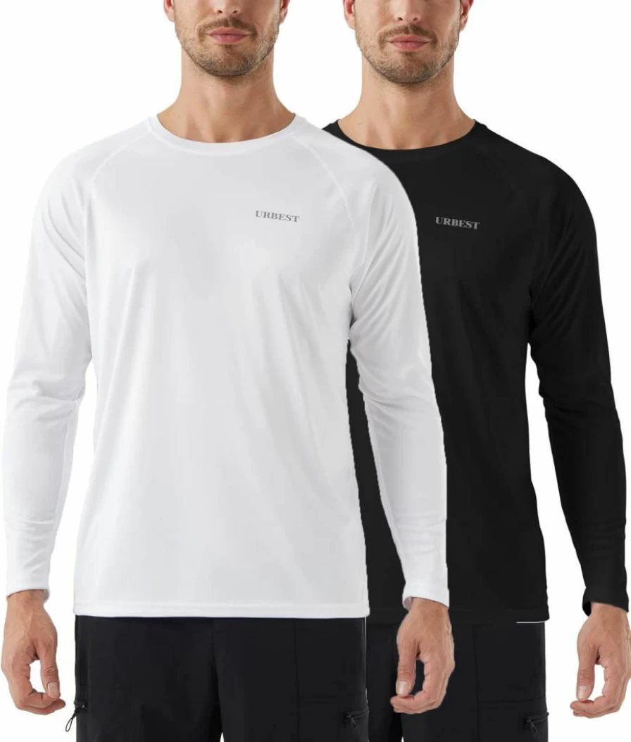 URBEST Men's UPF 50+ Sun Protection Shirt - Long Sleeve Quick Dry Rash Guard for Fishing, Running & Swimming - Lightweight UV SPF Shirt