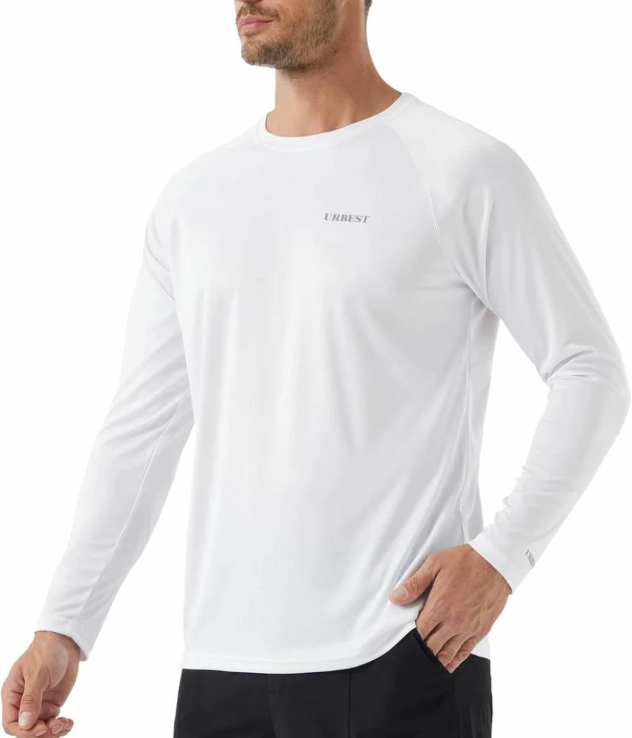 URBEST Men's UPF 50+ Sun Protection Shirt - Long Sleeve Quick Dry Rash Guard for Fishing, Running & Swimming - Lightweight UV SPF Shirt