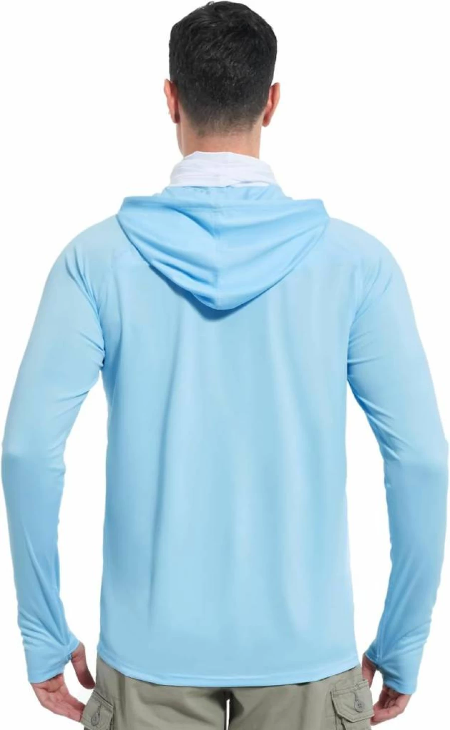 Isnowood Men's UPF 50+ Sun Protection Hooded Rash Guard Shirt for Fishing, Hiking, Swimming & Running - Long Sleeve UV Protective Hoodie