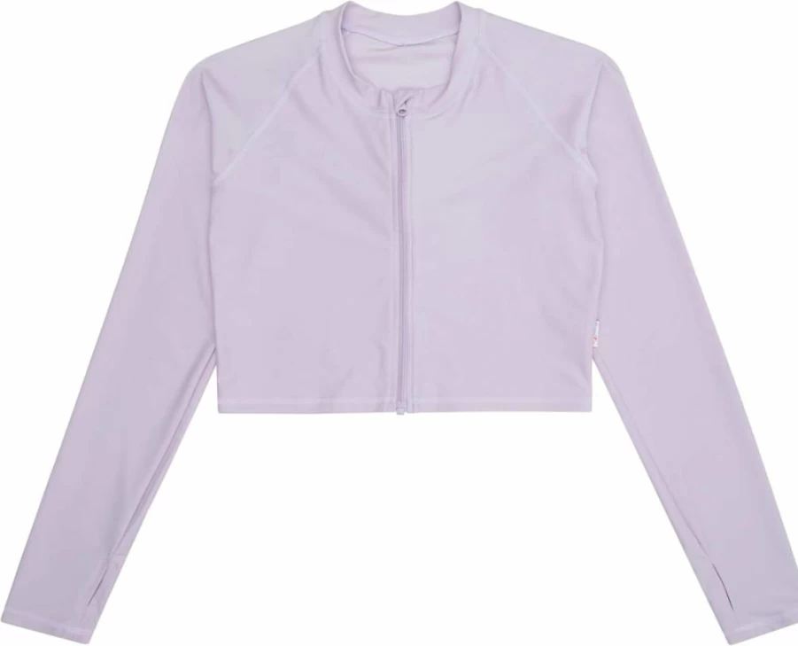 SwimZip UPF 50+ Women's Long Sleeve Rash Guard Swim Top with Zipper - Sun Protective Crop Swim Shirt
