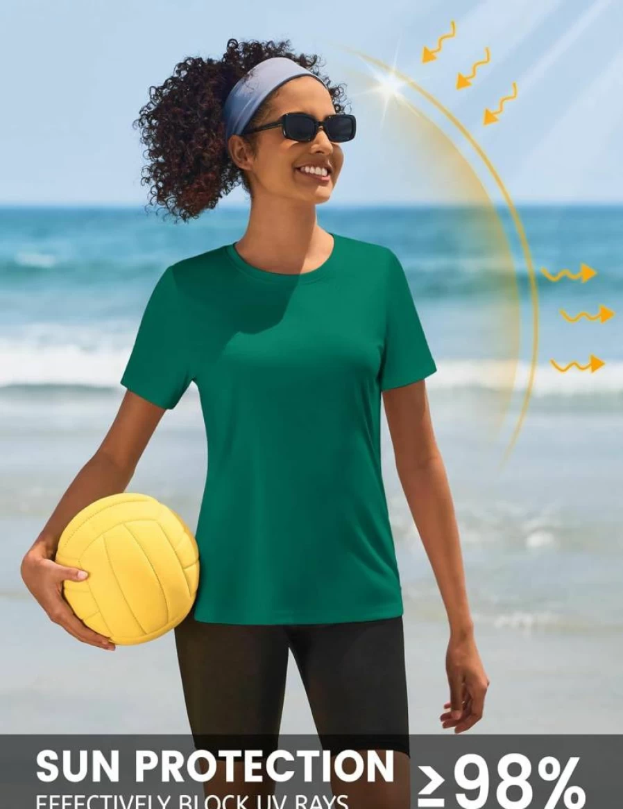 TACVASEN Women's UPF 50+ Quick Dry Short Sleeve T-Shirt - Athletic Running & Workout Top Sun Protection Activewear