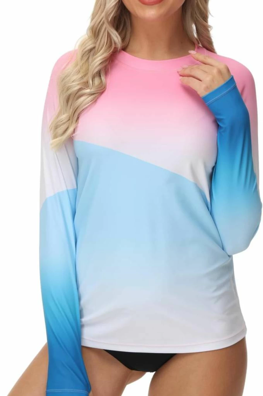 VAYAGER Women's Long Sleeve Rash Guard UPF 50+ Quick Dry Swim Shirt for Surfing, Swimming & Beach with Thumb Holes