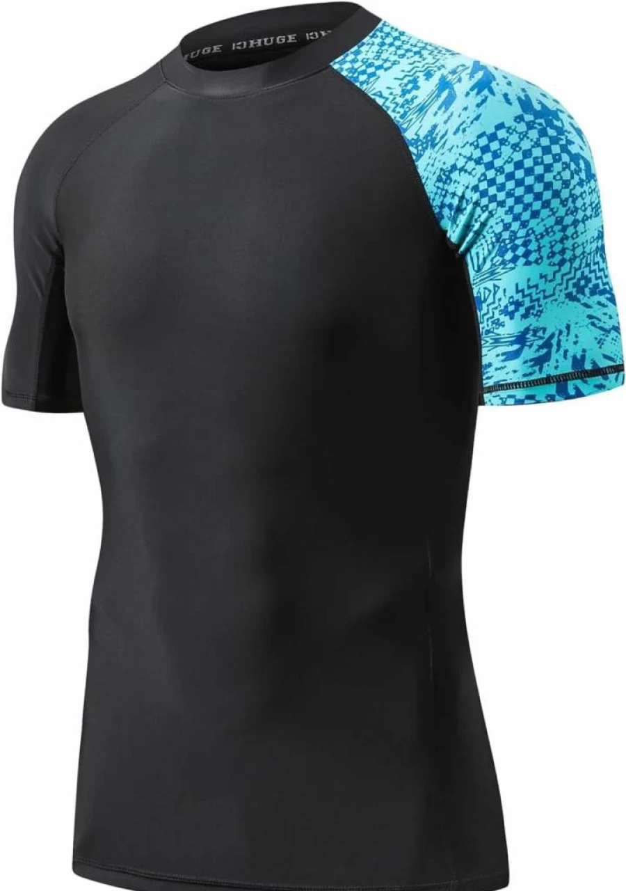 ADOREISM Men's Quick-Dry UPF 50+ Short Sleeve Rash Guard Swim Shirt - Sun Protection & Compression Activewear