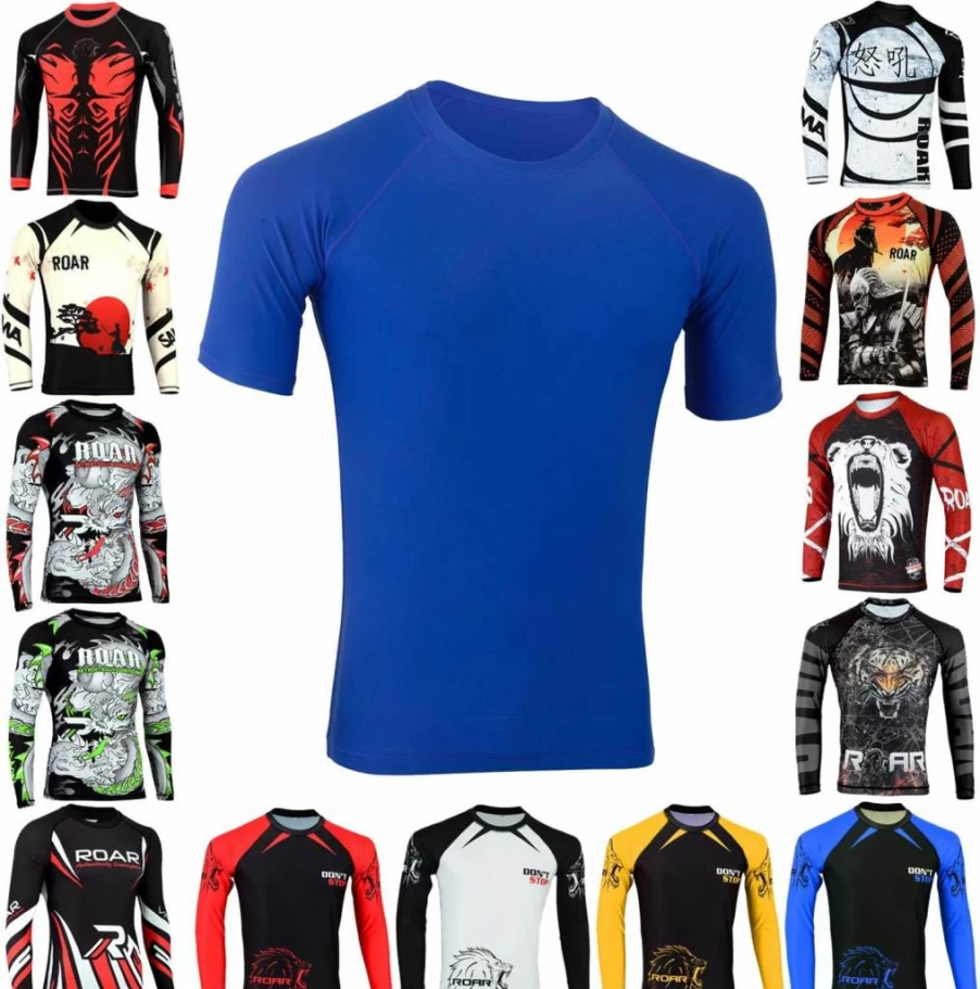 ROAR-INT Men's UPF 50+ Rash Guard Shirt - Compression Swim Top for Swimming, MMA, Yoga, Fishing & Outdoor Sports
