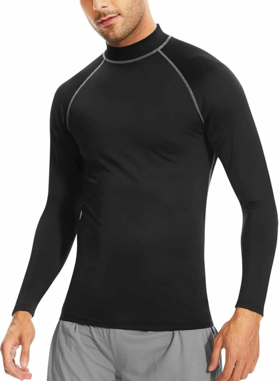 Guooolex Men's UPF 50+ Long Sleeve Rash Guard - Quick Dry UV Sun Protection Swim Shirt for Water Sports & Swimming