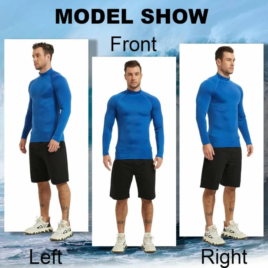 Witkey Men's UPF 50 Sun Protection Rash Guard Shirt - Quick Dry Swim Shirt for Swimming, Fishing & Running - Fitted UV Rashguard