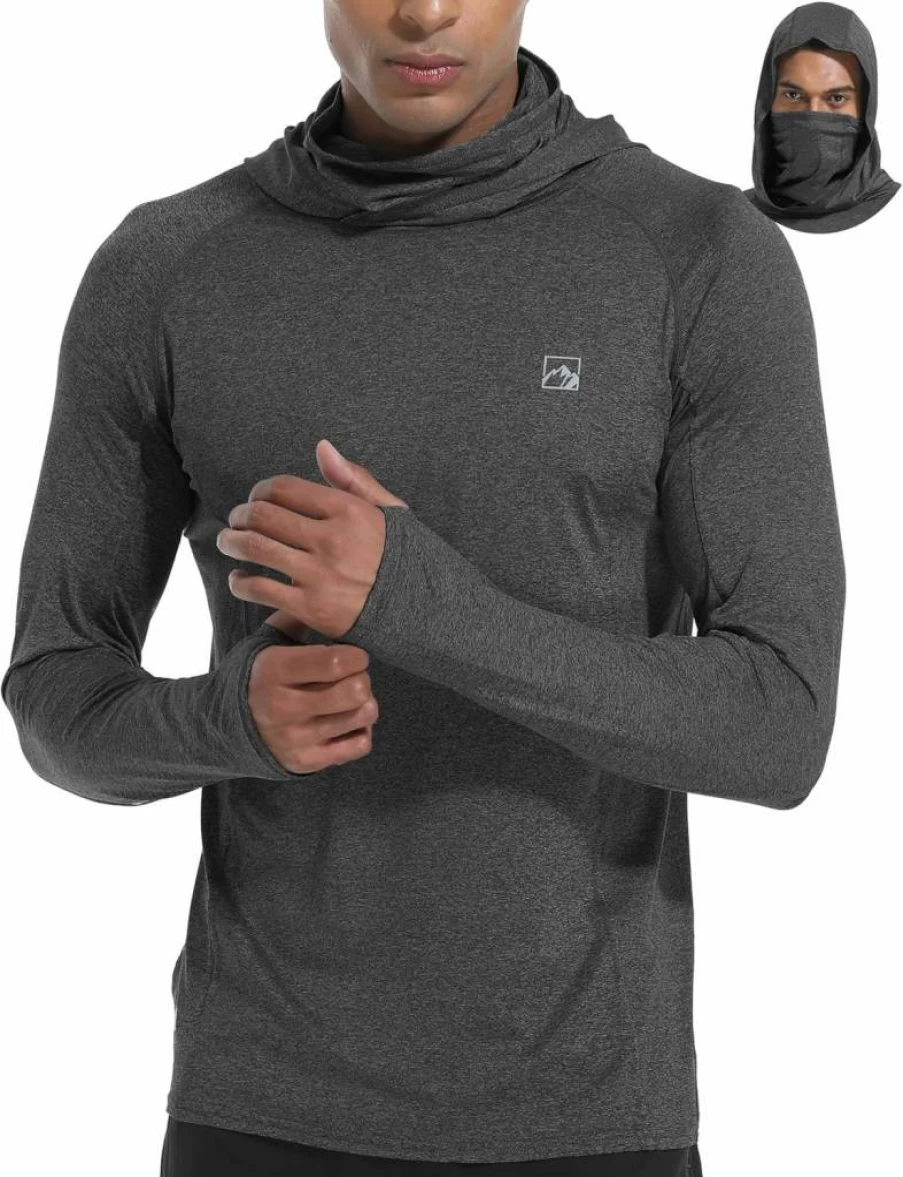 WENRONSTA Men's UPF 50+ UV Protection Long Sleeve Hoodie Rash Guard for Fishing, Hiking, Running & Swimming – Lightweight Sun Shirt