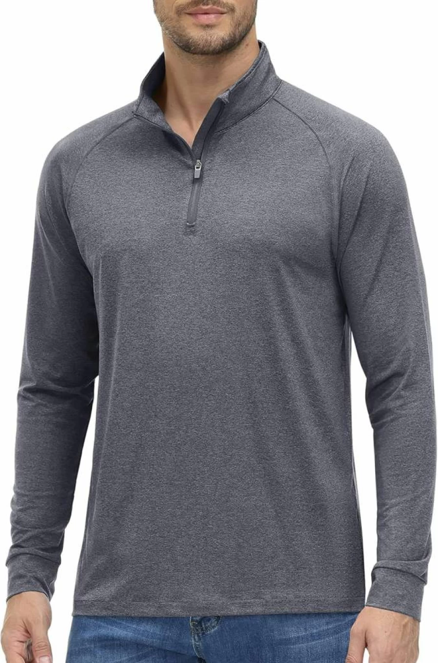 MAGCOMSEN Men's 1/4 Zip UPF 50+ Sun Protection Shirt Long Sleeve Lightweight Athletic Pullover for Sports & Workout
