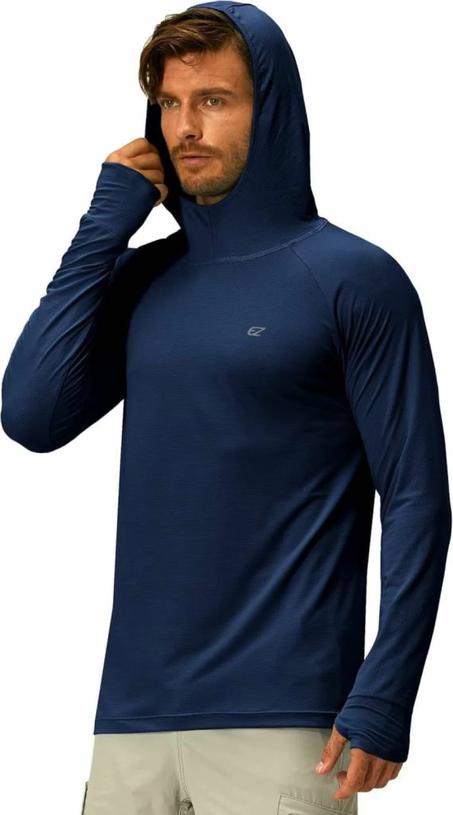 EZRUN Men's UPF 50+ Sun Protection Hoodie Rash Guard - Long Sleeve UV Swim Shirt for Fishing & Outdoor Activities SPF 50+ Quick Dry Clothing