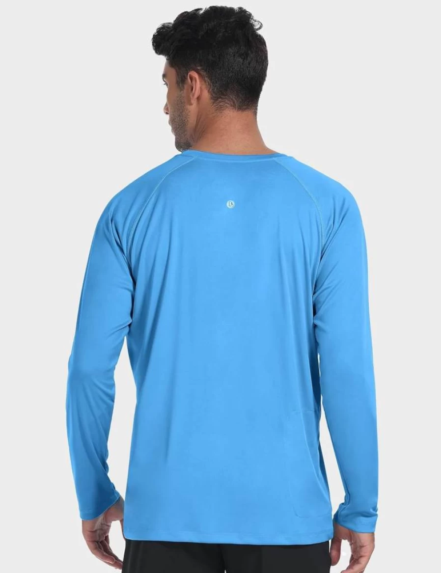 Desol Men's UPF 50+ Long Sleeve Rash Guard with Pocket - Quick Dry UV Protection Swim Shirt for Surfing, Fishing & Beach Activities