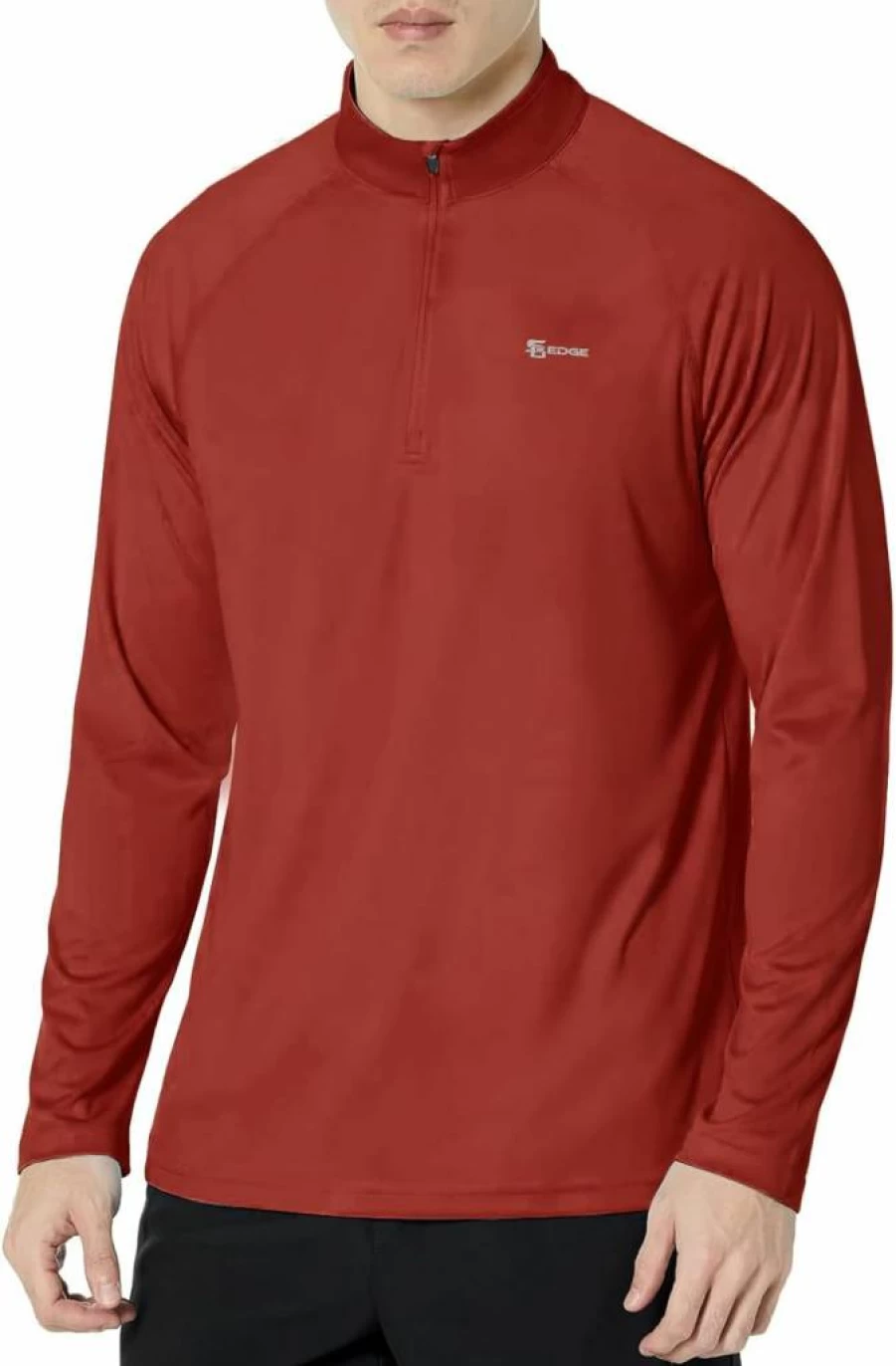 SG Edge Men's UPF 50+ Sun Protection Rash Guard Swim Shirt with 1/4 Zip Stand Collar & Long Sleeve for Swimming Surfing