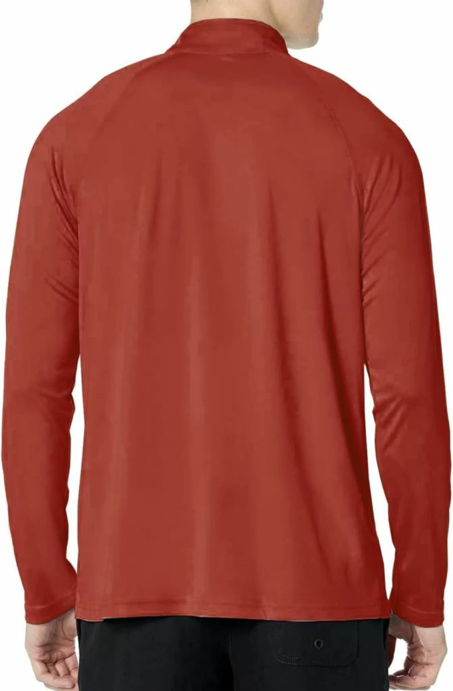SG Edge Men's UPF 50+ Sun Protection Rash Guard Swim Shirt with 1/4 Zip Stand Collar & Long Sleeve for Swimming Surfing