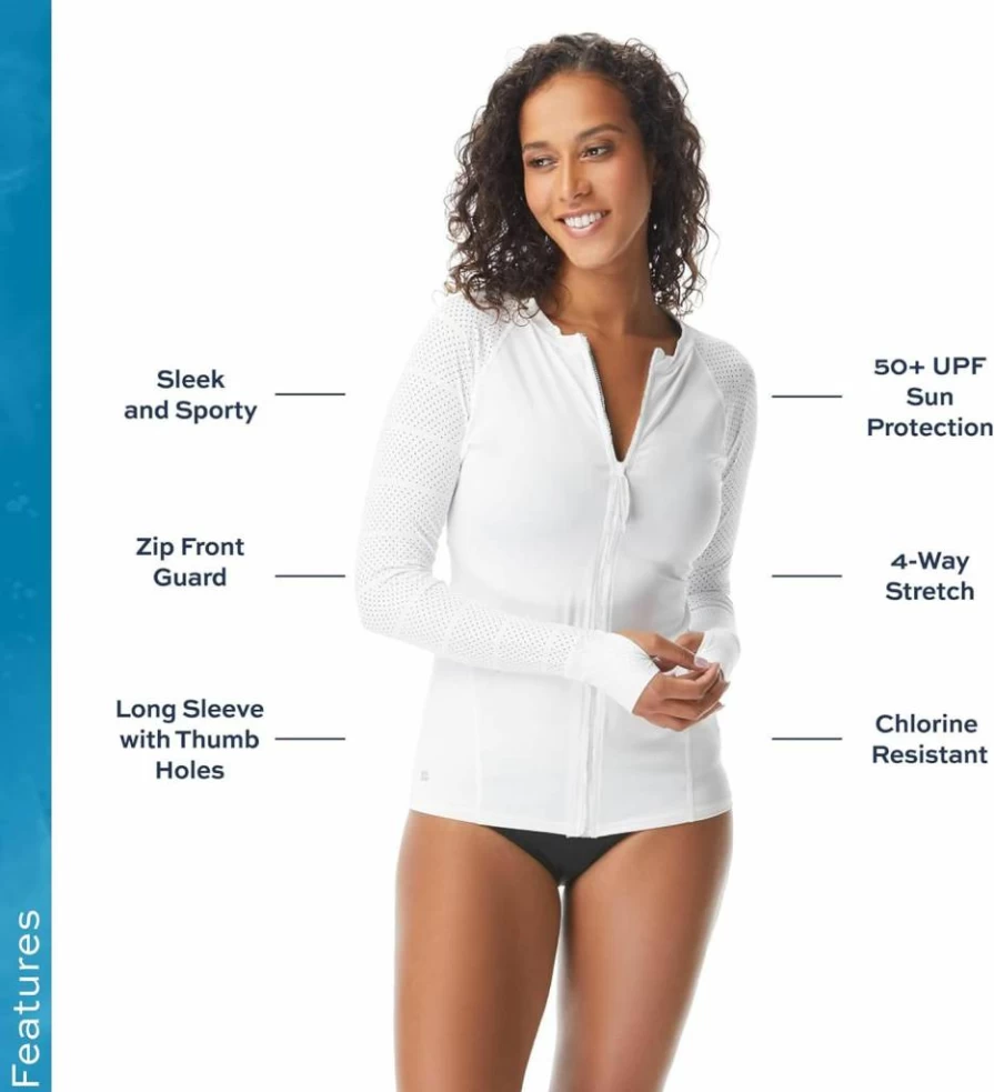 BEACH HOUSE Women's UPF 50+ Long Sleeve Rash Guard - Sun Protective Swim Shirt for Beach & Sports