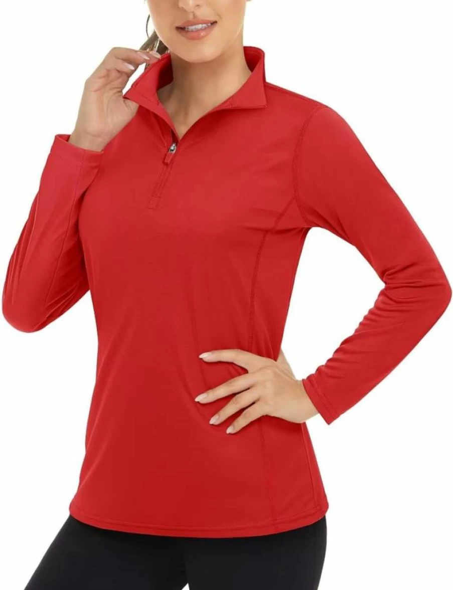 Boladeci Women's UPF 50+ Long Sleeve Golf Shirt - 1/4 Zip Sun Protection Top, Lightweight Quick-Dry Athletic Swim Shirt for UV Protection