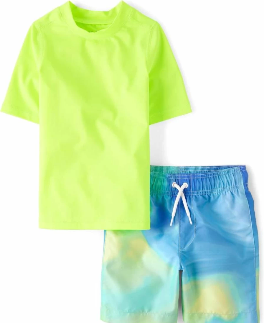 The Children's Place Boys' 2-Piece Swim Set: Rashguard & Short Sleeve Swim Trunks