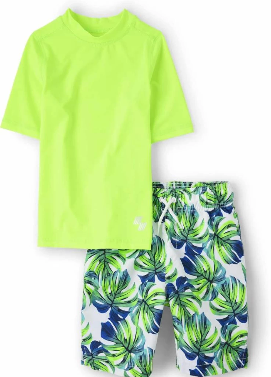 The Children's Place Boys' 2-Piece Swim Set: Rashguard & Short Sleeve Swim Trunks