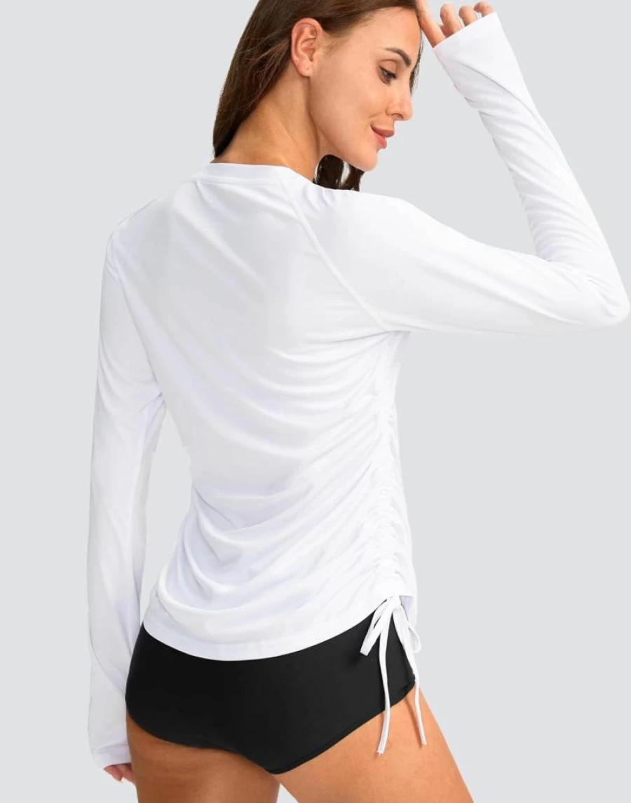SANTINY Women's UPF 50+ Long Sleeve Rash Guard Swim Top - UV Sun Protection Swim Shirt for Women