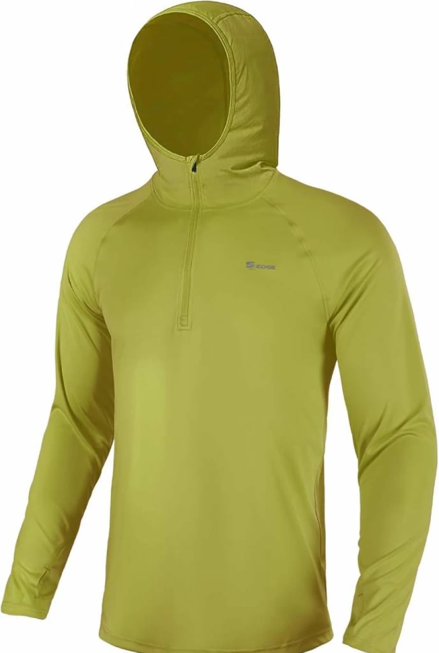 SG Edge Men's 1/4 Zip UPF 50+ Rash Guard Hoodie - Quick-Dry Long Sleeve Shirt for Fishing, Hiking, Water Sports & Outdoor Activities