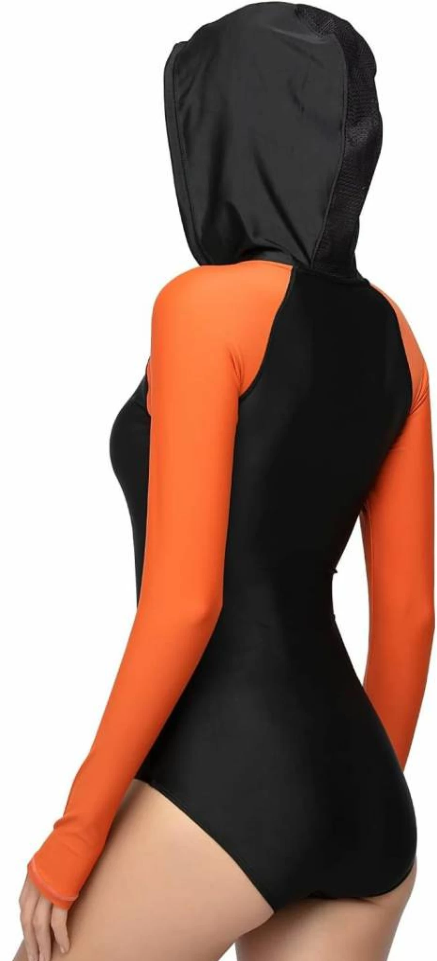 AXESEA Women's Long Sleeve Rash Guard One Piece Swimsuit with Hood & Front Zipper - UPF Sun Protection Printed Bathing Suit