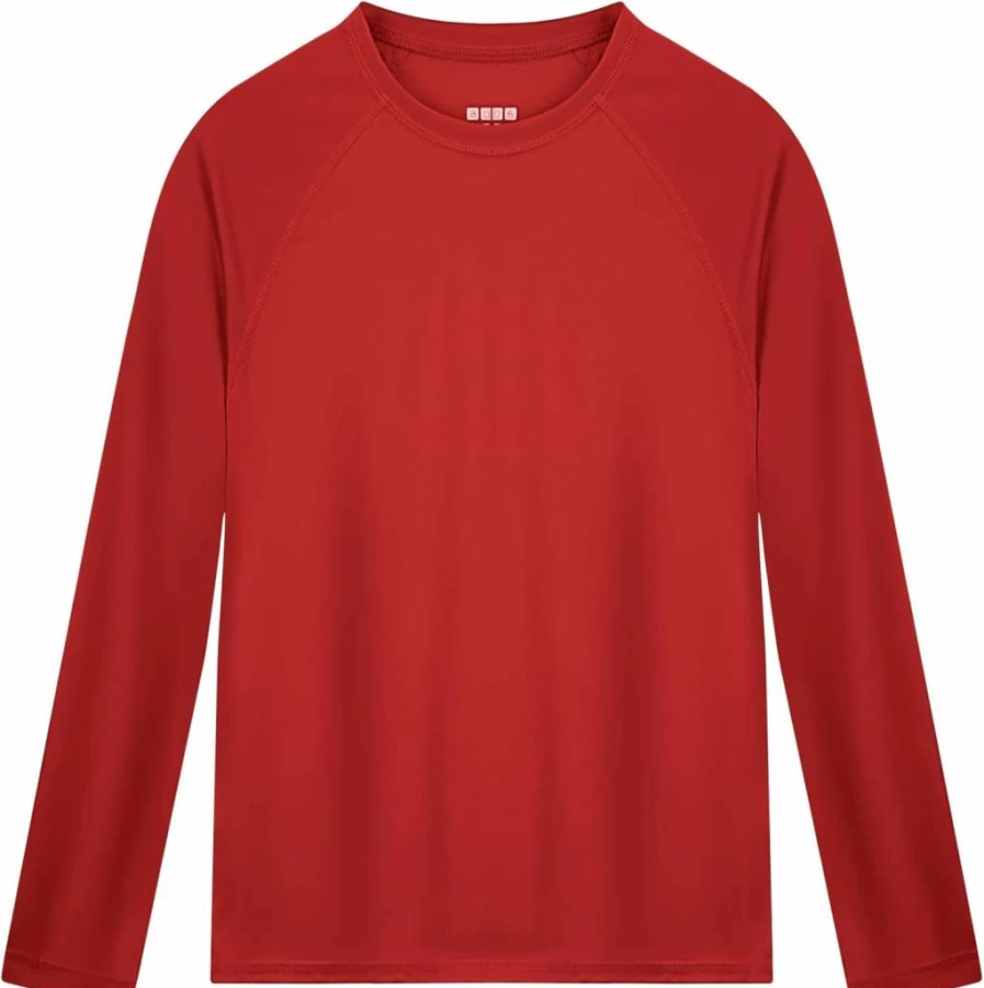Poekuao Boys UPF 50+ Long Sleeve Rash Guard Swim Shirt - Quick Dry Sun Protection Shirt for Kids Youth Swimming Fishing Water Sports