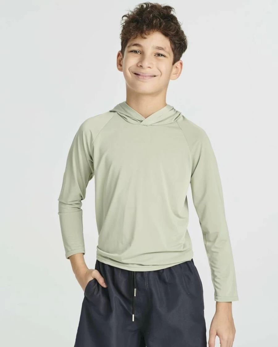 Real Essentials Youth UPF 50+ Sun Protection Rash Guard Hoodie - Long Sleeve Swim Shirt for Boys & Girls (Ages 4-16) - 3 Pack Set