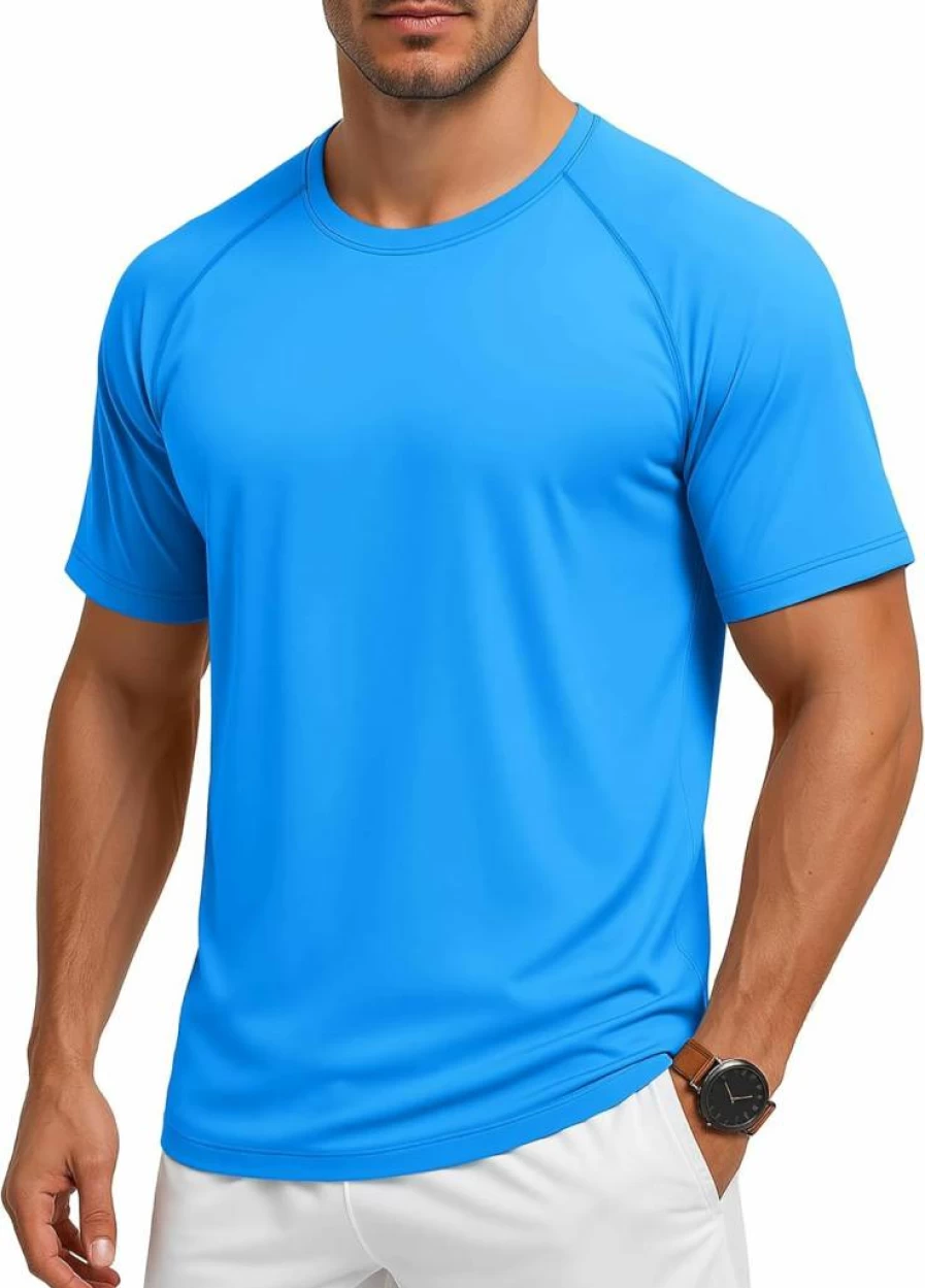 MAGCOMSEN Men's UPF 50+ Sun Protection Short Sleeve Shirt Quick Dry Athletic T-Shirt for Hiking Running Swimming Rash Guard