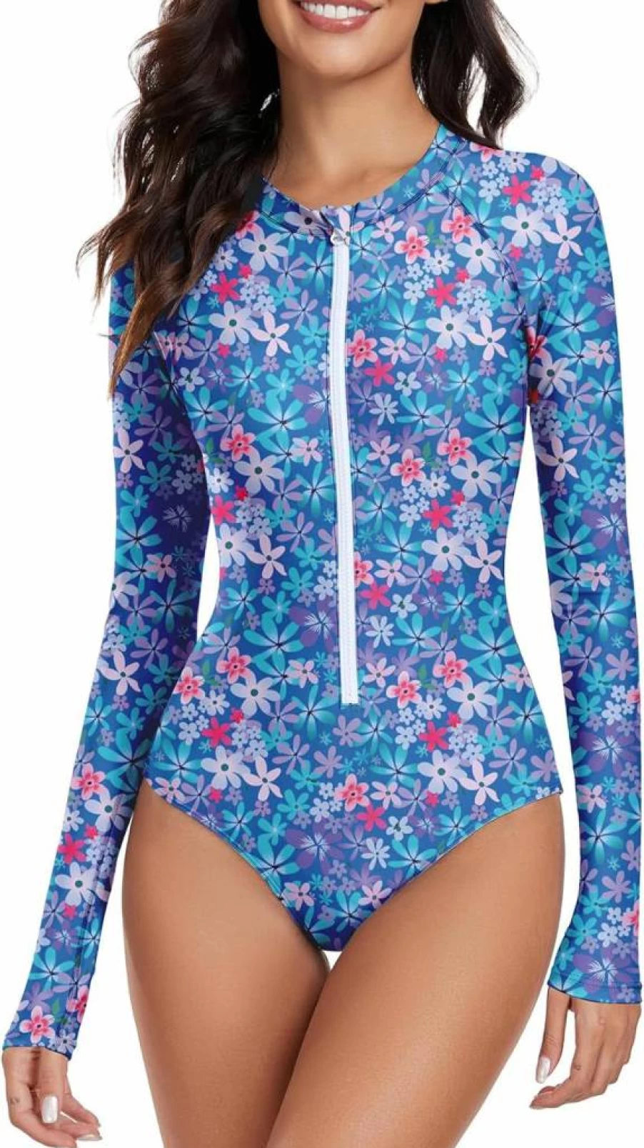 American Trends Women's Long Sleeve Athletic One Piece Swimsuit – Sports & Surfing Swimwear