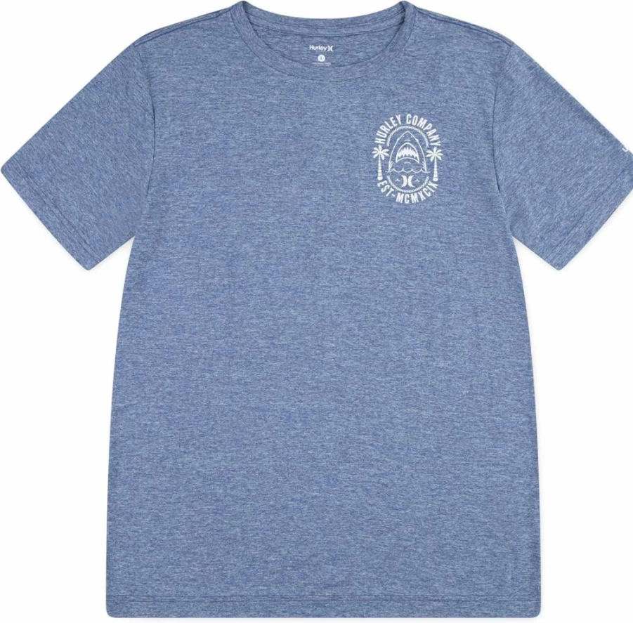 Hurley Boys UPF 50+ Sun Protection Swim Shirt with Graphic Print - Quick Dry Rash Guard