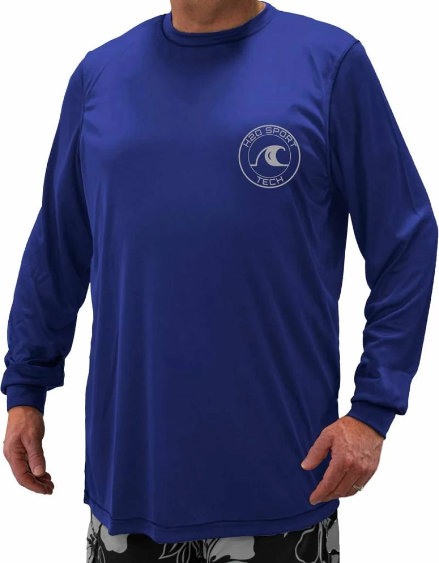 H2O Sport Tech Big & Tall Men's Loose Fit Long Sleeve Swim Shirt - UPF Sun Protection Quick Dry