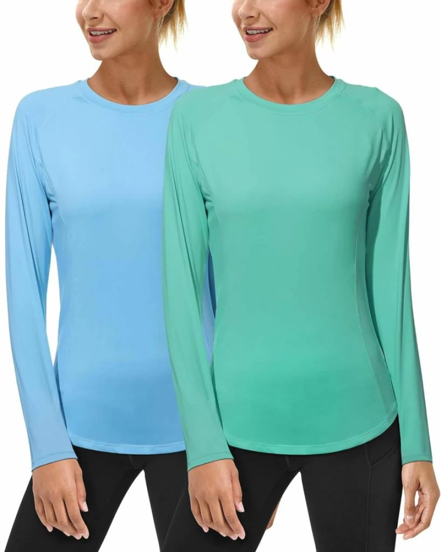 Roadbox Women's UPF 50+ Long Sleeve Rash Guard Swim Shirt Sun Protection Athletic Swim Top