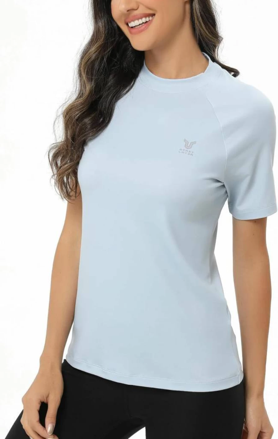 ADOREISM Women's UPF 50+ Short Sleeve Rash Guard Quick-Dry Swim Shirt for Women