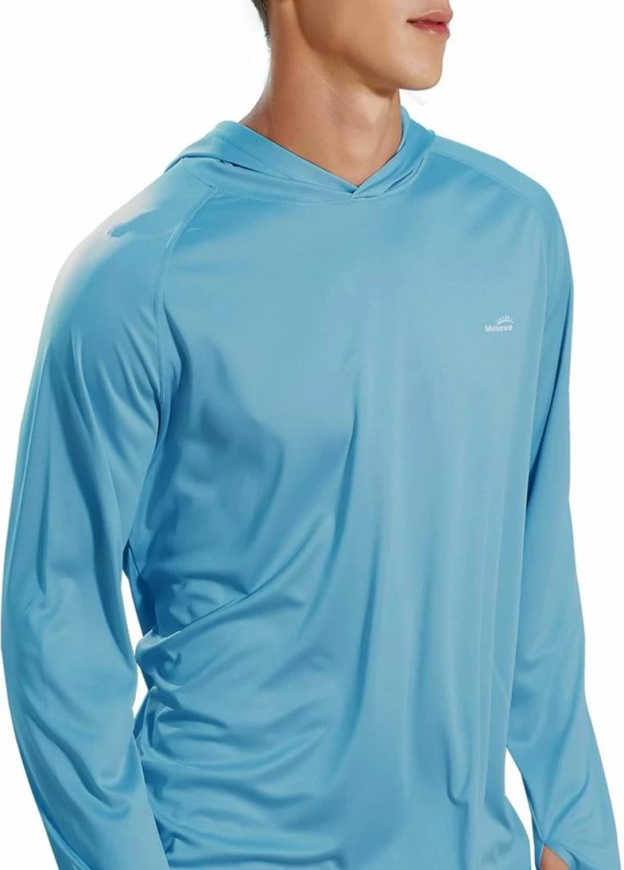 Mabove Men's UPF 50+ Sun Protection Hoodie - Long Sleeve UV Rash Guard Shirt for Hiking, Fishing & Swimming